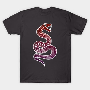 Mexican Aztec Snake Design Red and Purple T-Shirt